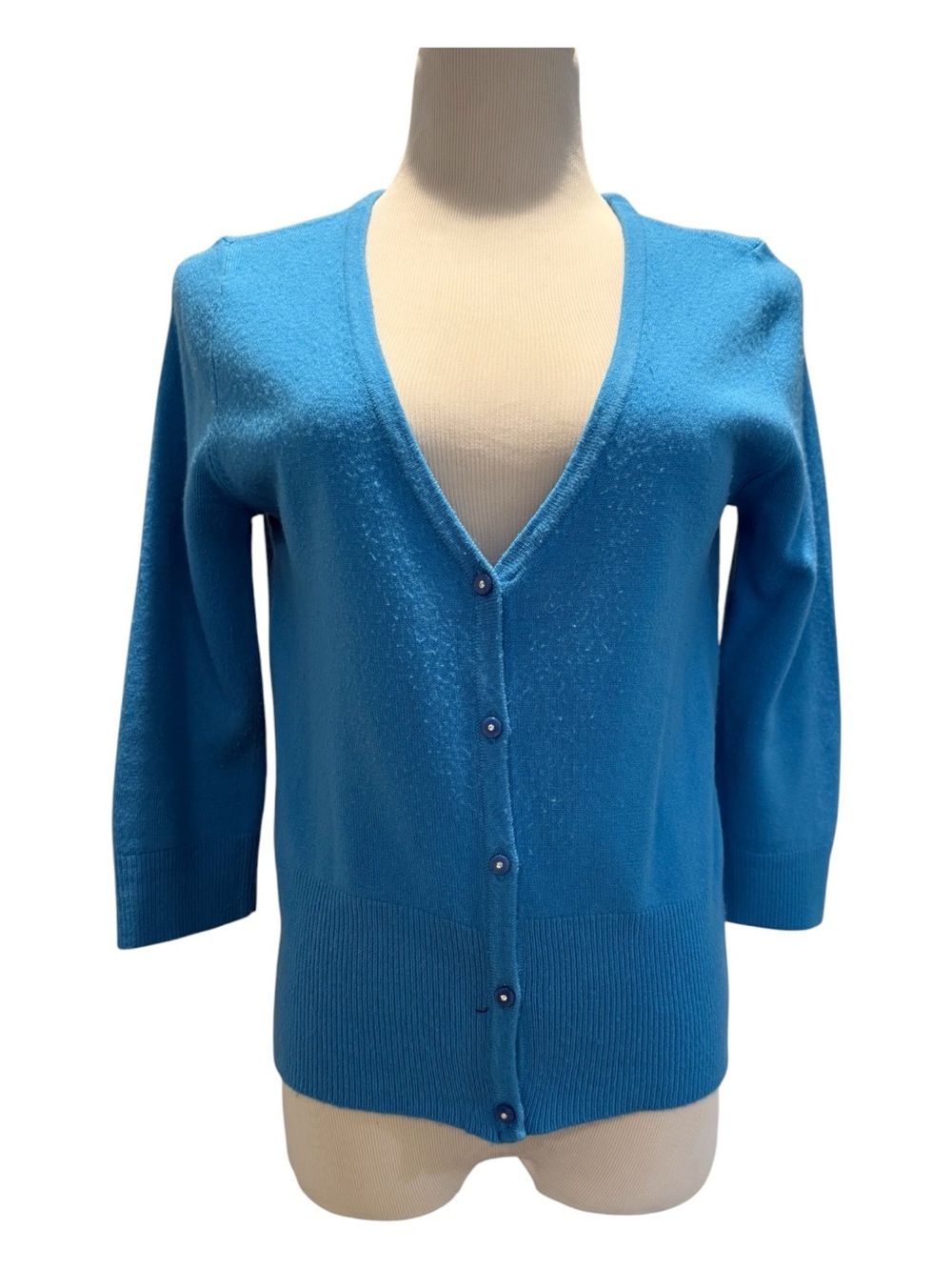 Blue V-Neck Button Front Women's Sweater
